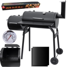 Grill węglowy ogrodowy z pokrywą z wędzarnią + Mata teflonowa