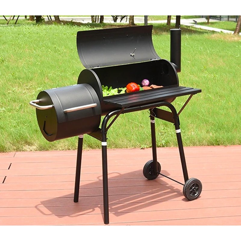 Grill węglowy ogrodowy z pokrywą z wędzarnią + Mata teflonowa