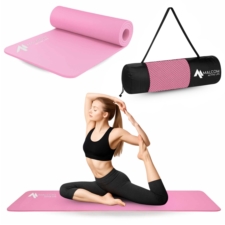 Mata antypoślizgowa do ćwiczeń, fitness lub jogi NBR Różowa 183x61x1,5cm