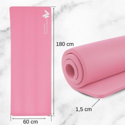 Mata antypoślizgowa do ćwiczeń, fitness lub jogi NBR Różowa 183x61x1,5cm