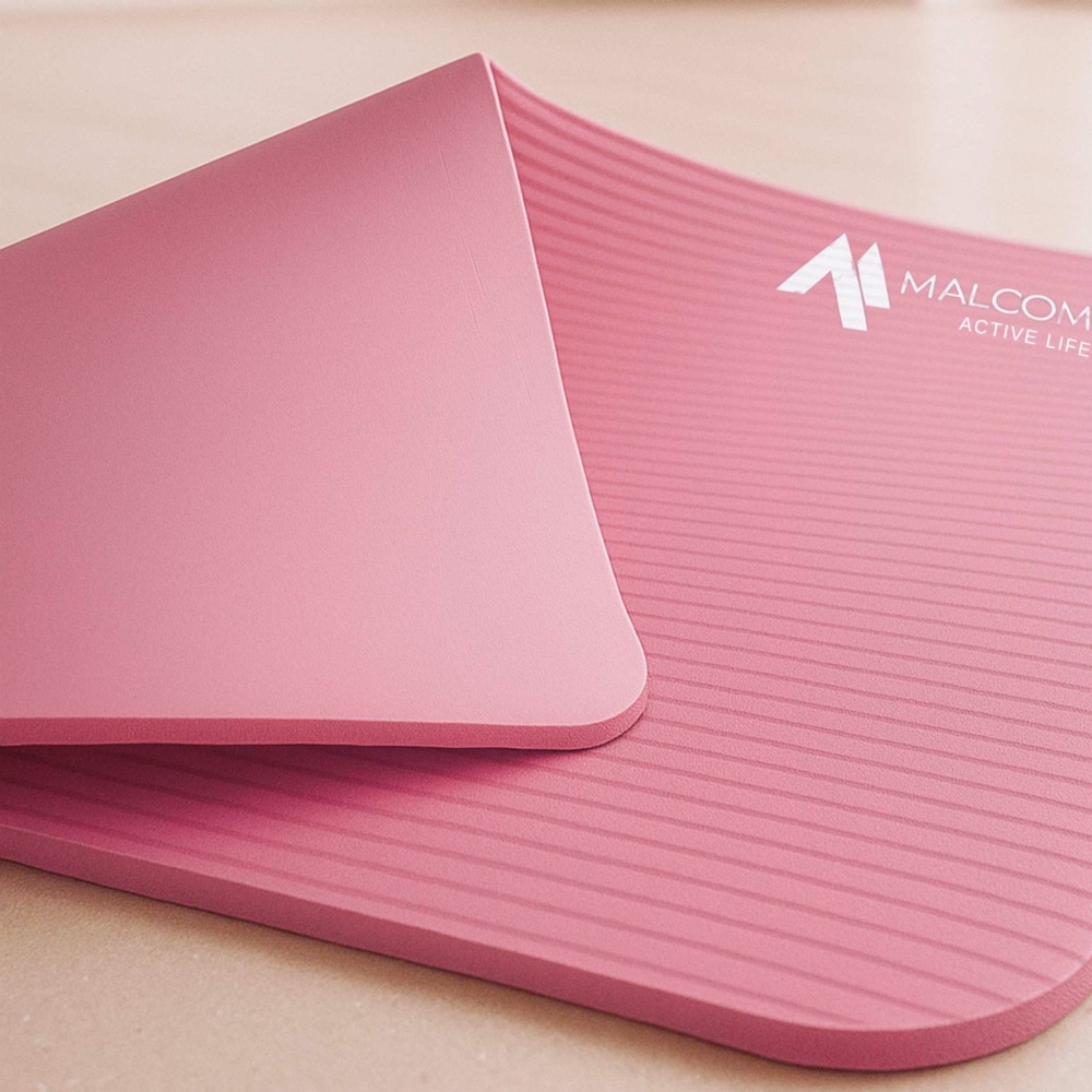 Mata antypoślizgowa do ćwiczeń, fitness lub jogi NBR Różowa 183x61x1,5cm