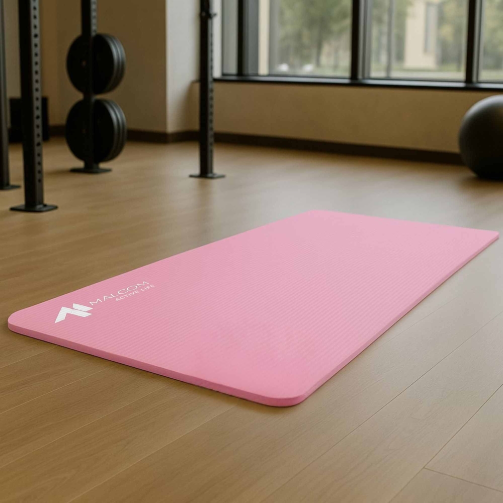 Mata antypoślizgowa do ćwiczeń, fitness lub jogi NBR Różowa 183x61x1,5cm