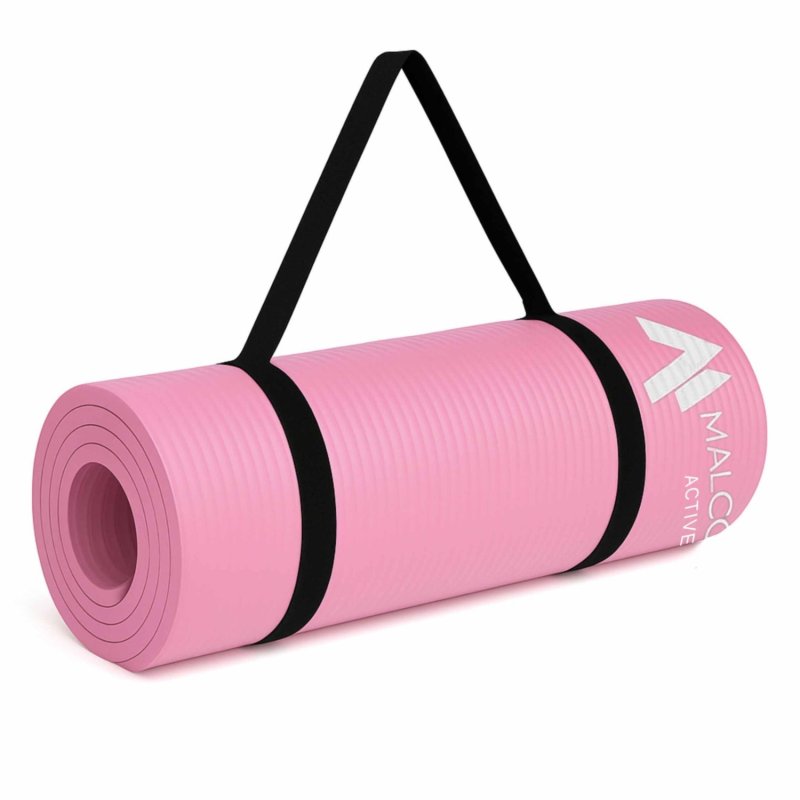 Mata antypoślizgowa do ćwiczeń, fitness lub jogi NBR Różowa 183x61x1,5cm