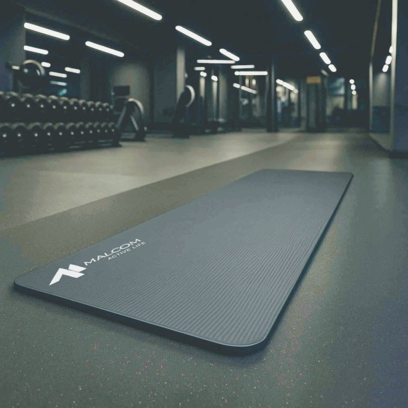 Mata antypoślizgowa do ćwiczeń, fitness lub jogi NBR Szara 183x61x1,5cm