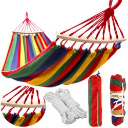 SDH109 Hamak dwuosobowy z poprzeczką kolorowy