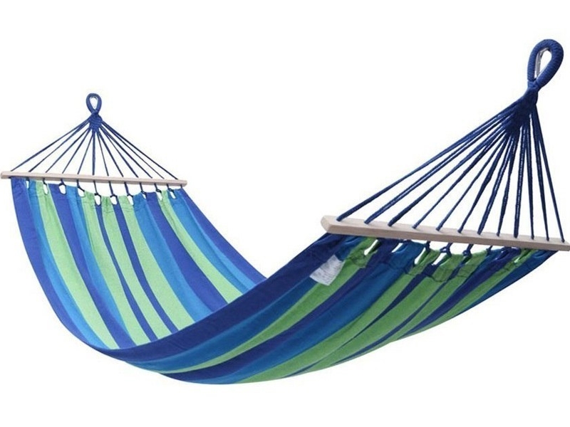 Hamak ogrodowy dwuosobowy z poprzeczką Niebieski 220x150cm