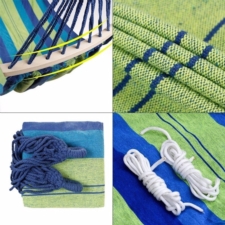 Hamak ogrodowy dwuosobowy z poprzeczką Niebieski 260x150cm + Poduszka