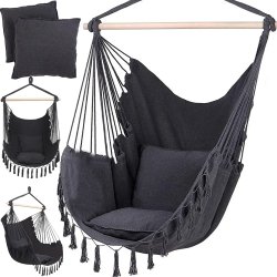 Hamak krzesło brazylijskie BOHO + Poduszki Grafit