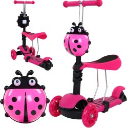 SDH176 Hulajnoga biedronka trójkołowa Różowa