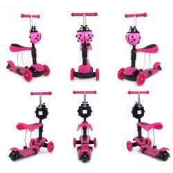 SDH176 Hulajnoga biedronka trójkołowa Różowa