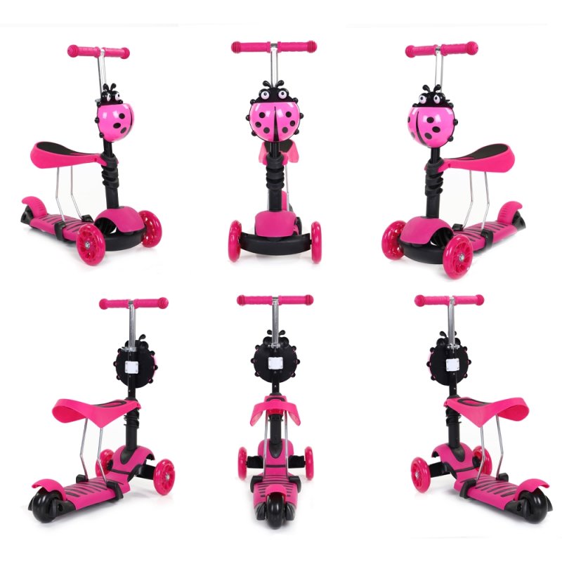 SDH176 Hulajnoga biedronka trójkołowa Różowa