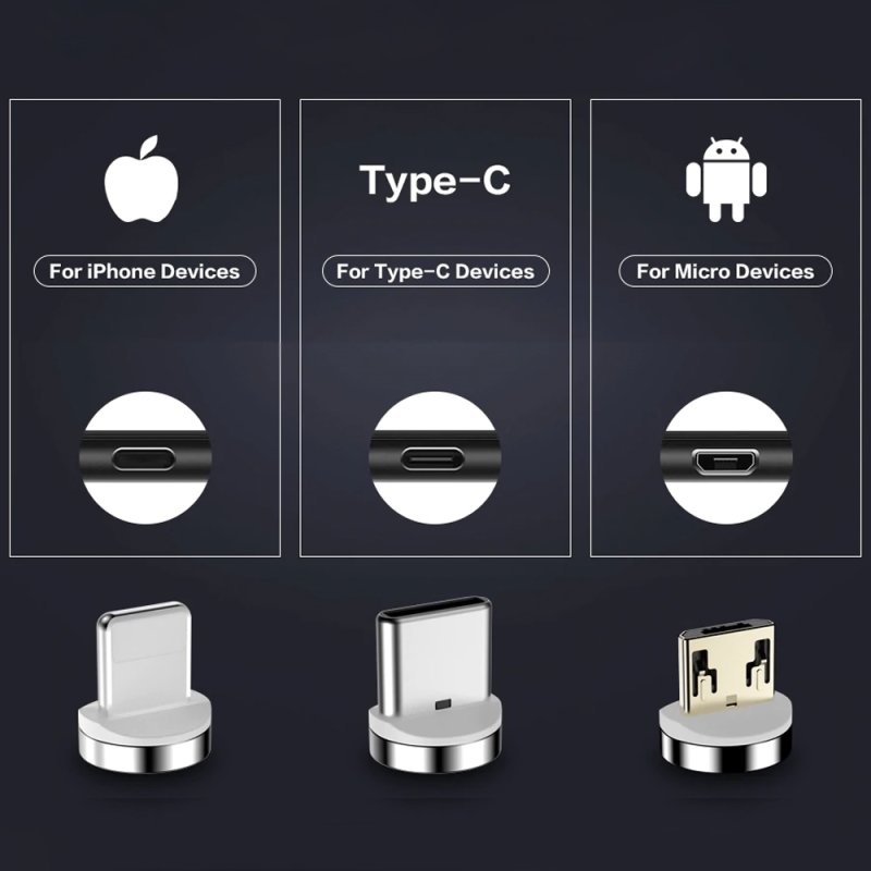 Kabel do ładowania telefonu magnetyczny 3 końcówki