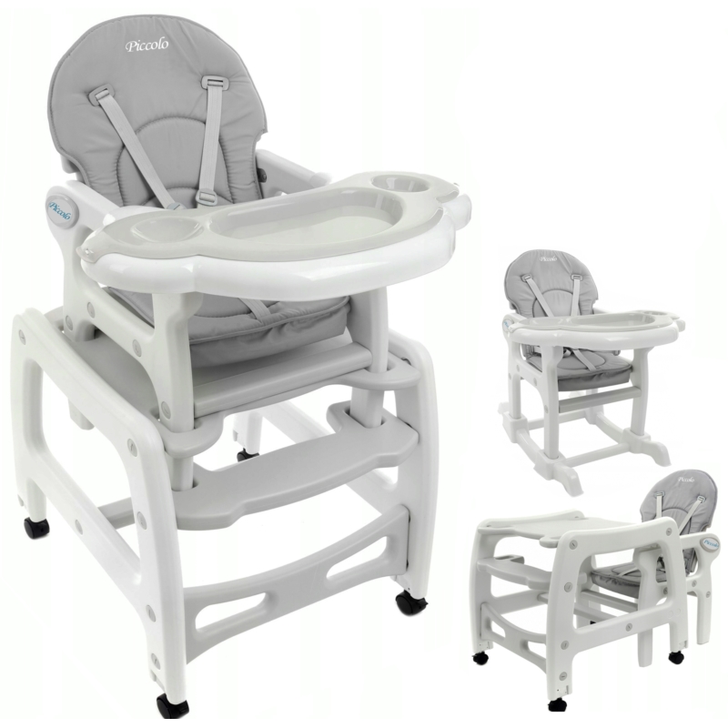 Krzesełko do karmienia z kółkami Szare