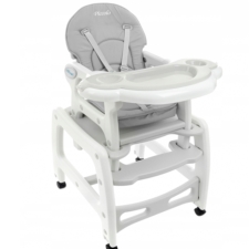 Krzesełko do karmienia z kółkami Szare