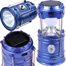 Lampa solarna kempingowa latarka turystyczna Niebieska