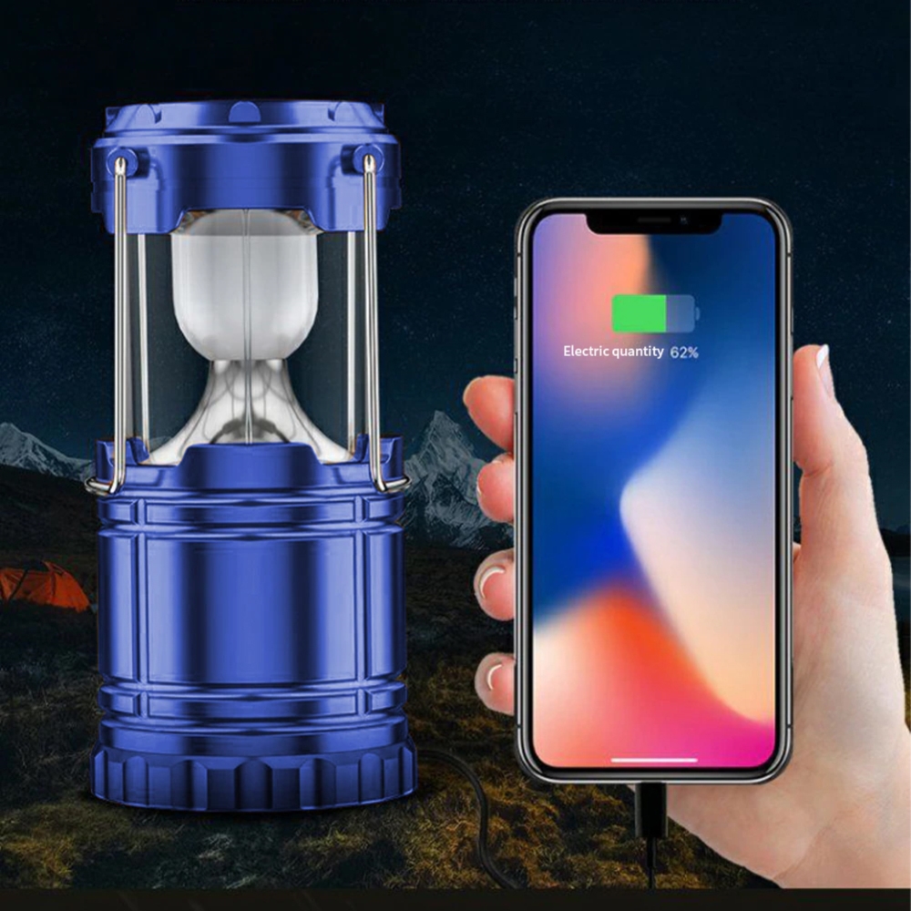 Lampa solarna kempingowa latarka turystyczna Niebieska