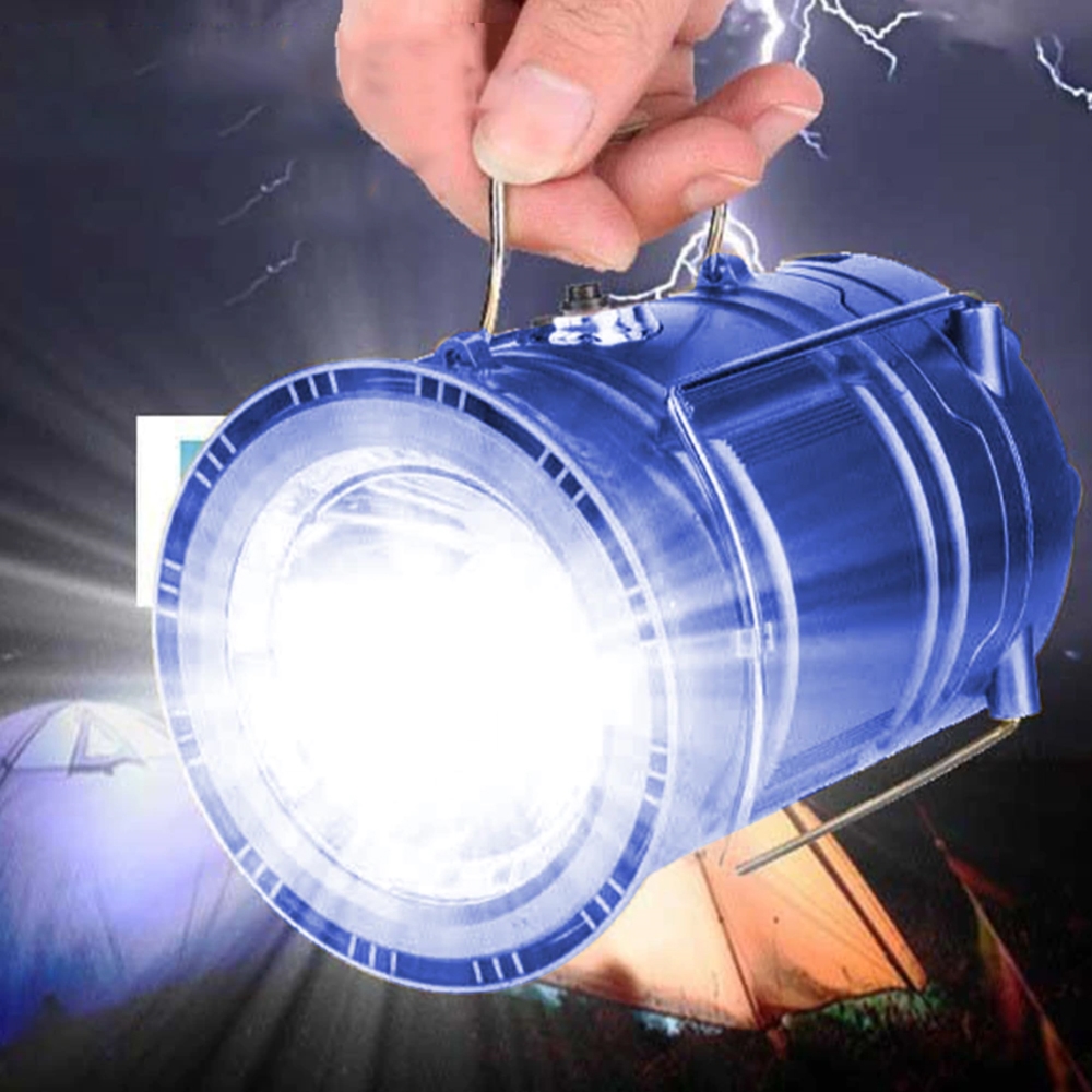 Lampa solarna kempingowa latarka turystyczna Niebieska