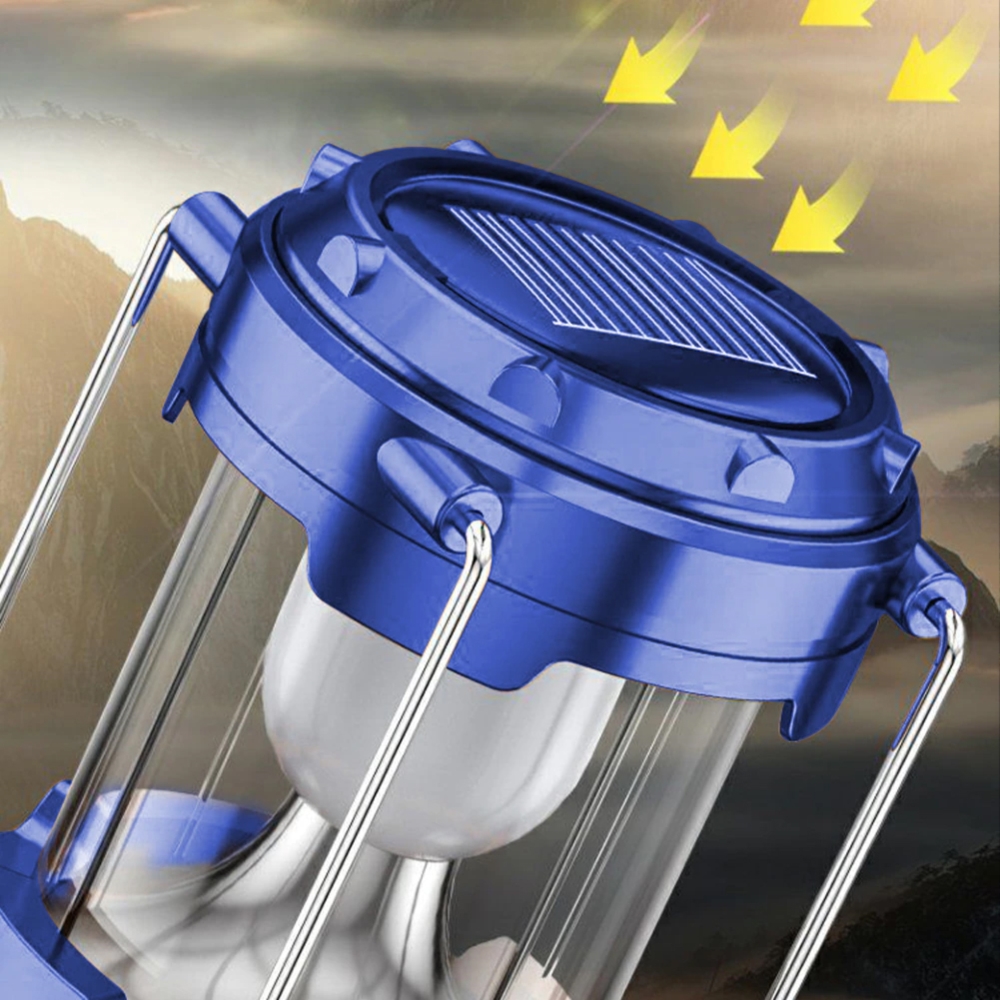 Lampa solarna kempingowa latarka turystyczna Niebieska