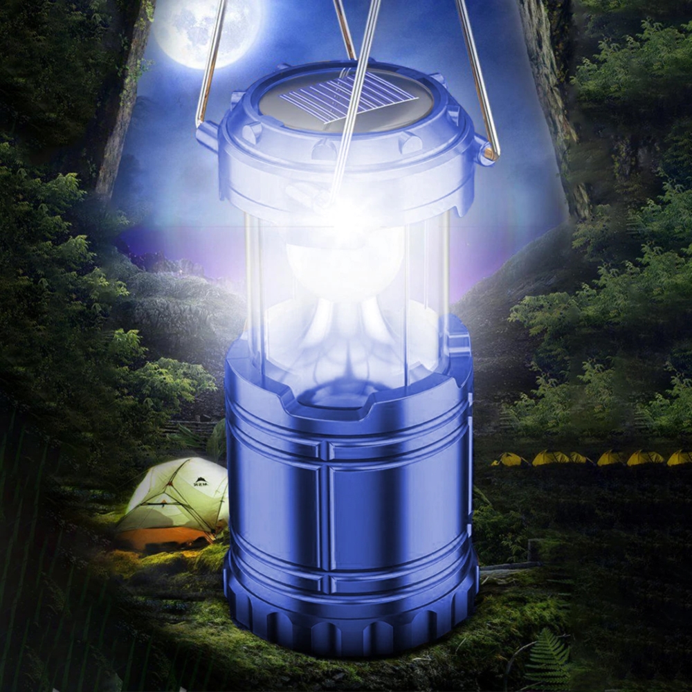 Lampa solarna kempingowa latarka turystyczna Niebieska