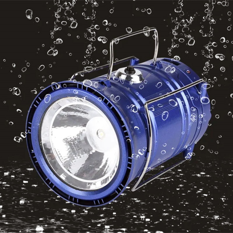 Lampa solarna kempingowa latarka turystyczna Niebieska