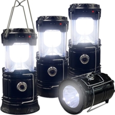 Lampa solarna kempingowa latarka turystyczna Czarna