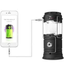 Lampa solarna kempingowa latarka turystyczna Czarna