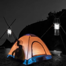 Lampa solarna latarka na biwak Płomień 3w1 Czarna