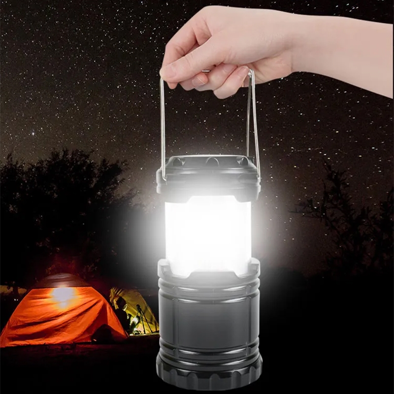 Lampa solarna latarka na biwak Płomień 3w1 Czarna