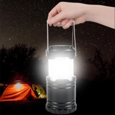 Lampa solarna latarka na biwak Płomień 3w1 Czarna