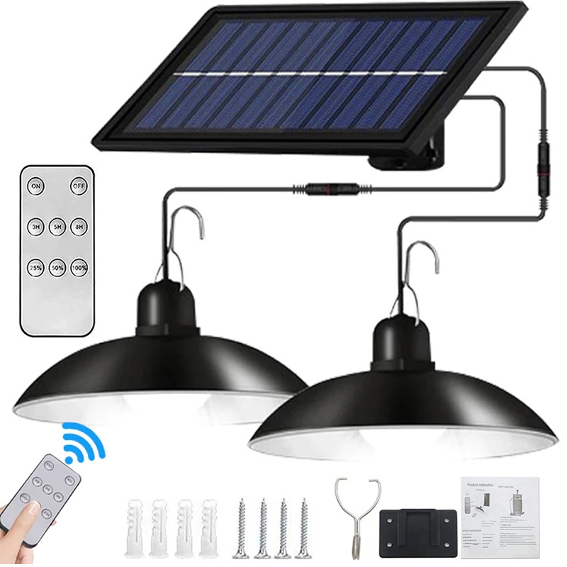Lampa solarna wisząca żyrandol 2x30LED + Pilot
