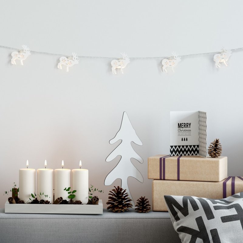 Lampki świąteczne Reniferki drewniane 10 sztuk