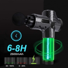 Masażer pistolet masujący wibracyjny CARBON GUN + Końcówki