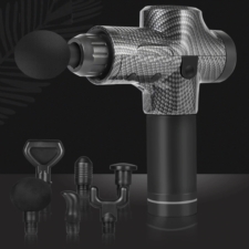 Masażer pistolet masujący wibracyjny CARBON GUN + Końcówki