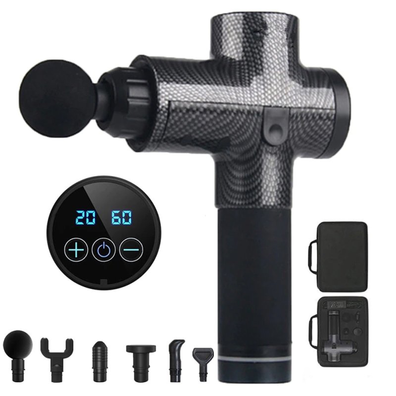 Masażer pistolet masujący CARBON GUN + Końcówki