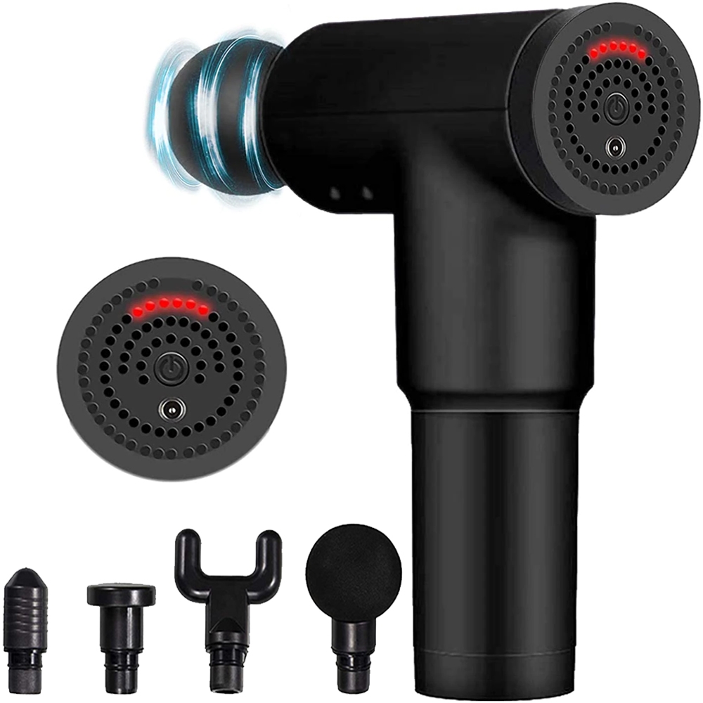 Masażer pistolet masujący wibracyjny FASCIAL GUN + 4 Końcówki