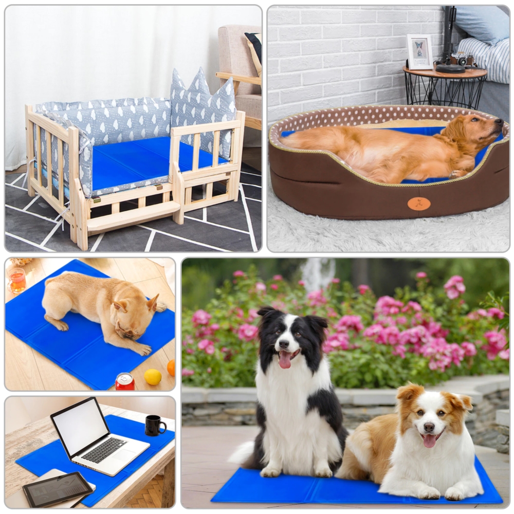 Mata chłodząca dla psa zwierząt Niebieska 90x50cm