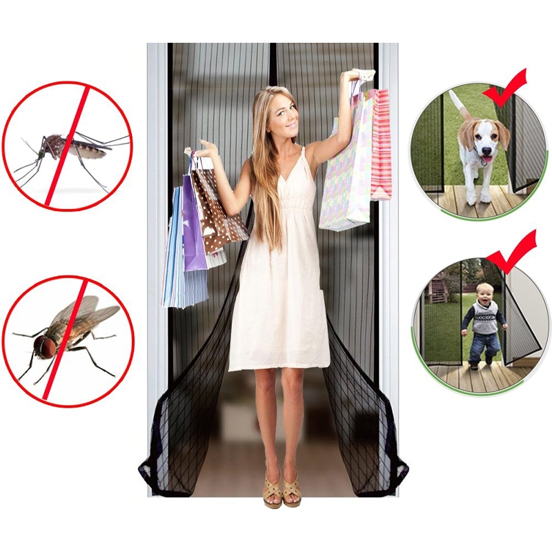 Moskitiera na drzwi z magnesem Czarna 210x100cm