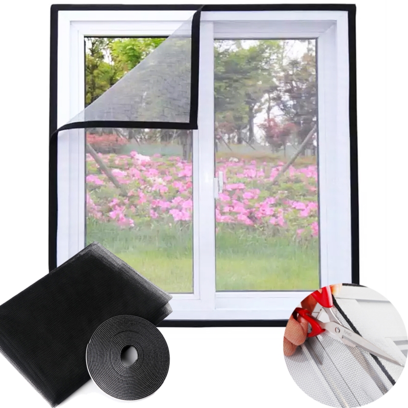 Moskitiera na okno Czarna 130x150cm + Rzep