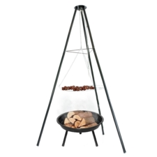 Grillogrodowy wiszący na trójnogu ruszt + Palenisko