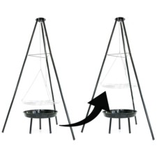 Grillogrodowy wiszący na trójnogu ruszt + Palenisko