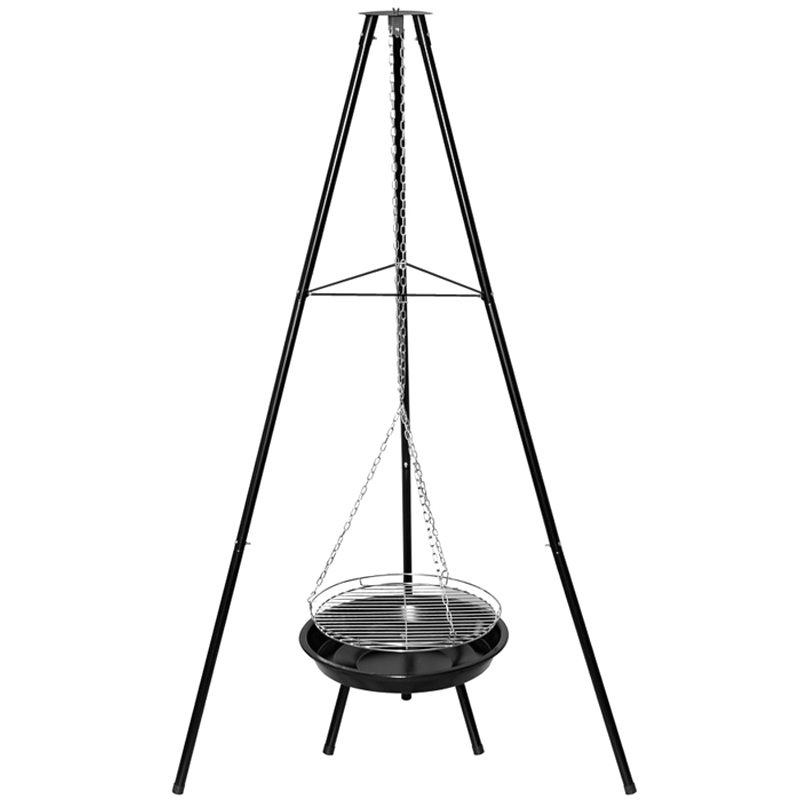 Grillogrodowy wiszący na trójnogu ruszt + Palenisko