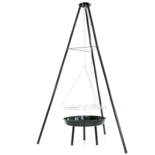 Grillogrodowy wiszący na trójnogu ruszt + Palenisko