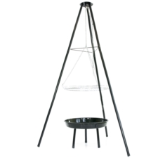 Grillogrodowy wiszący na trójnogu ruszt + Palenisko