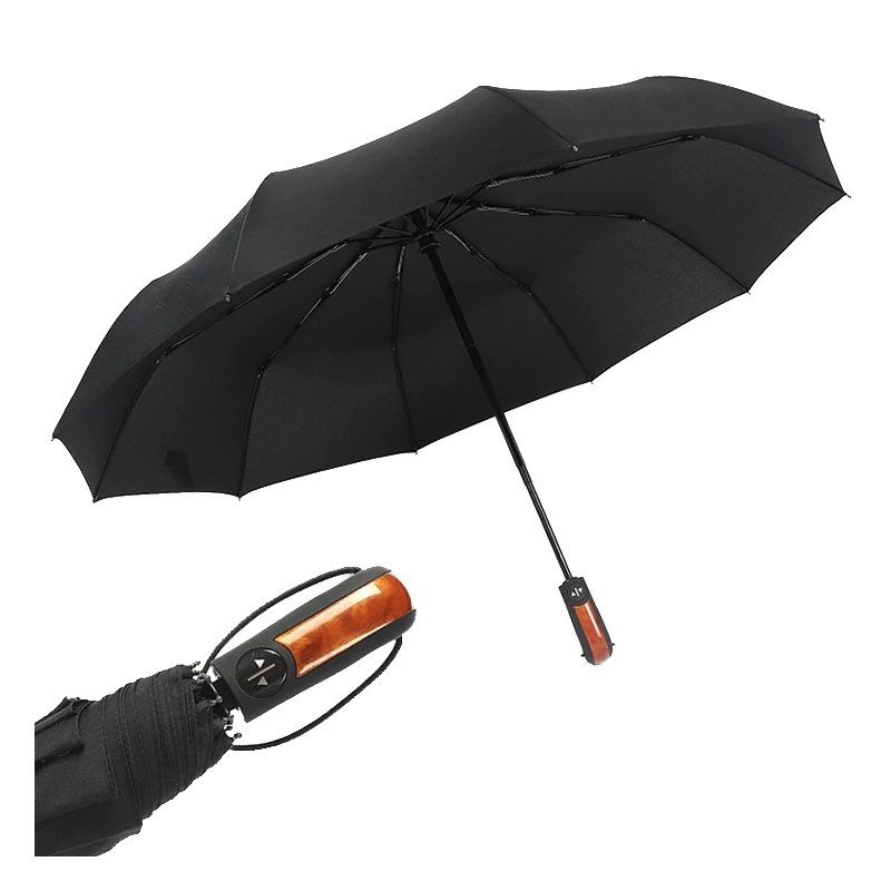Parasolka automatyczna składana + Pokrowiec Czarna