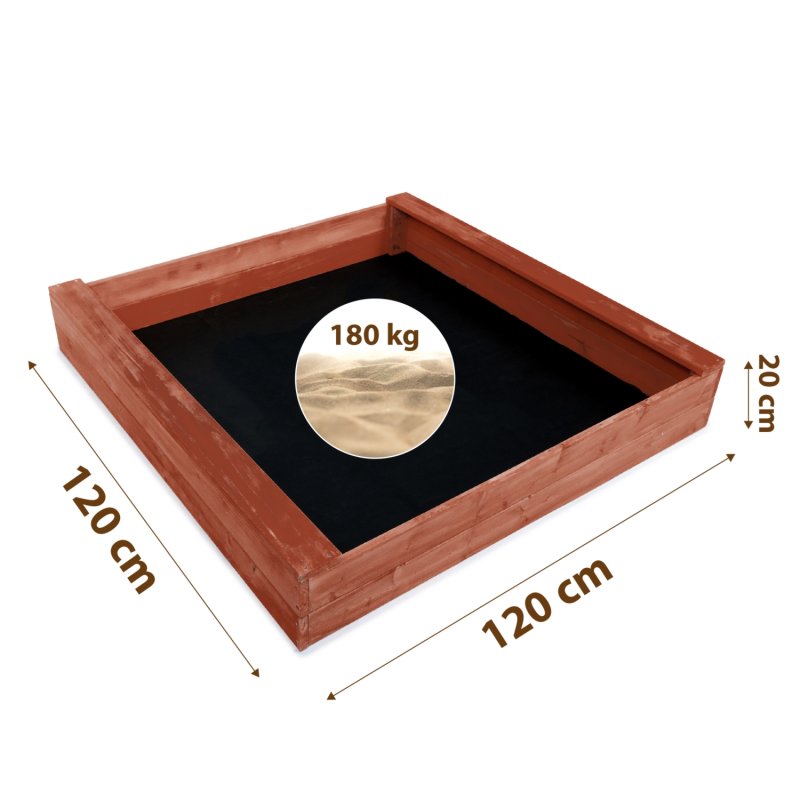 Piaskownica drewniana impregnowana 120cm + Podłoże