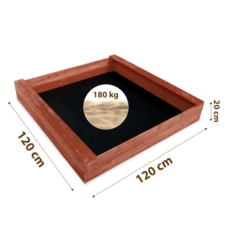 Piaskownica drewniana impregnowana z siedziskami 120x120cm + Podłoże