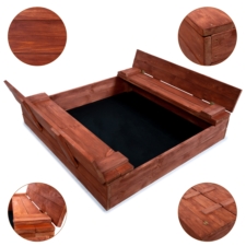 Piaskownica drewniana impregnowana z zamykanymi siedziskami 120x120cm + Podłoże +Przykrycie