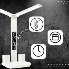Lampka biurkowa podwójna LED z wyświetlaczem i regulacją światła