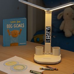 Podwójna lampka biurkowa z wyświetlaczem organizer