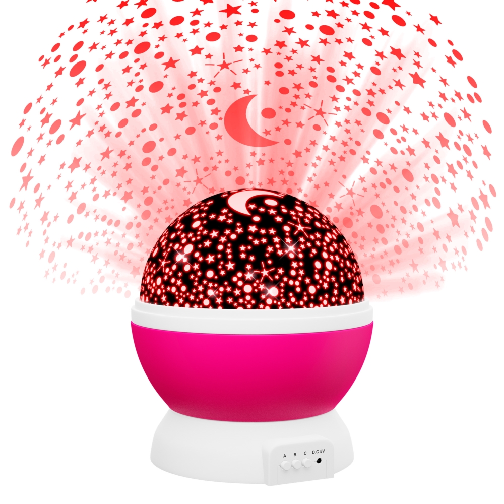 Lampka nocna Projektor gwiazd 2w1 Różowy